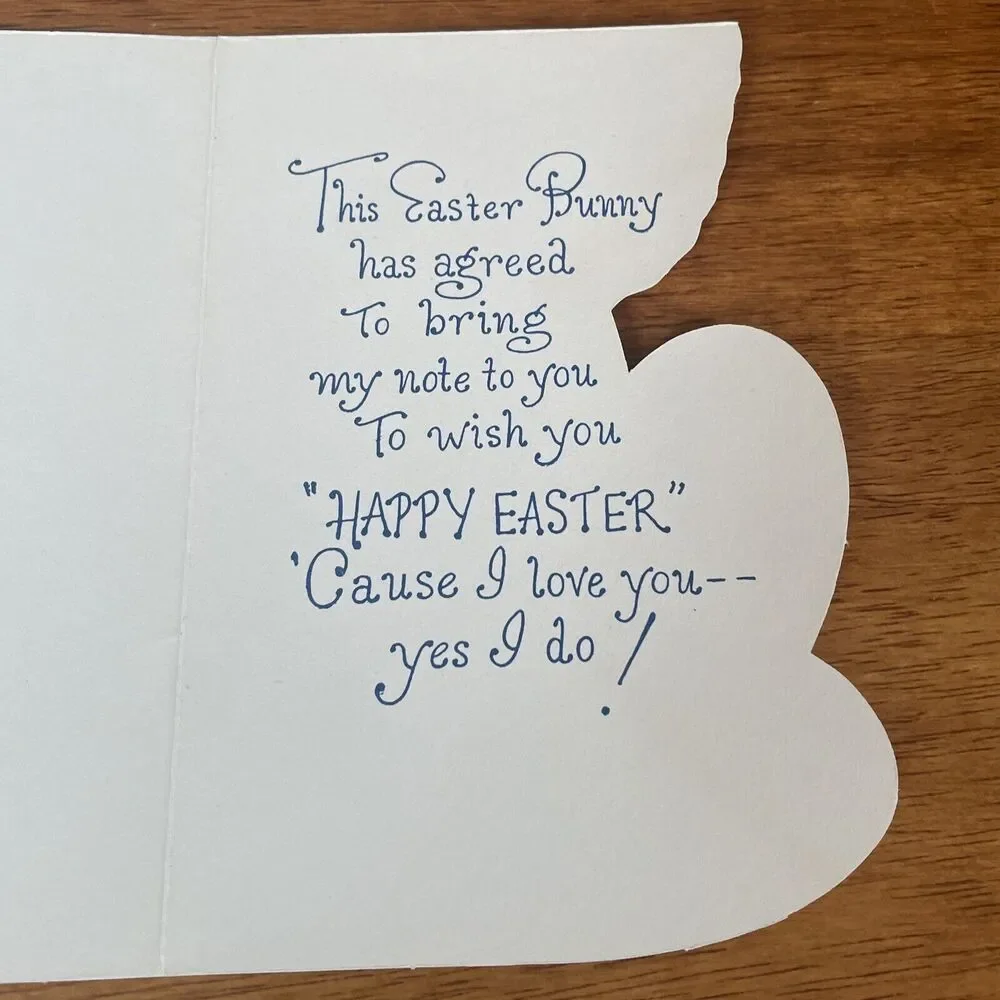 Vtg Stanley Bunny Spring Die Cut Glitter Happy Easter Mother Greeting Card